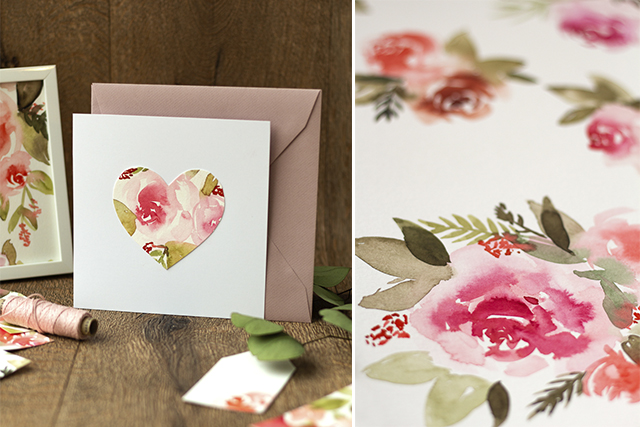 Valentinstag Karte basteln – eine Watercolour Idee